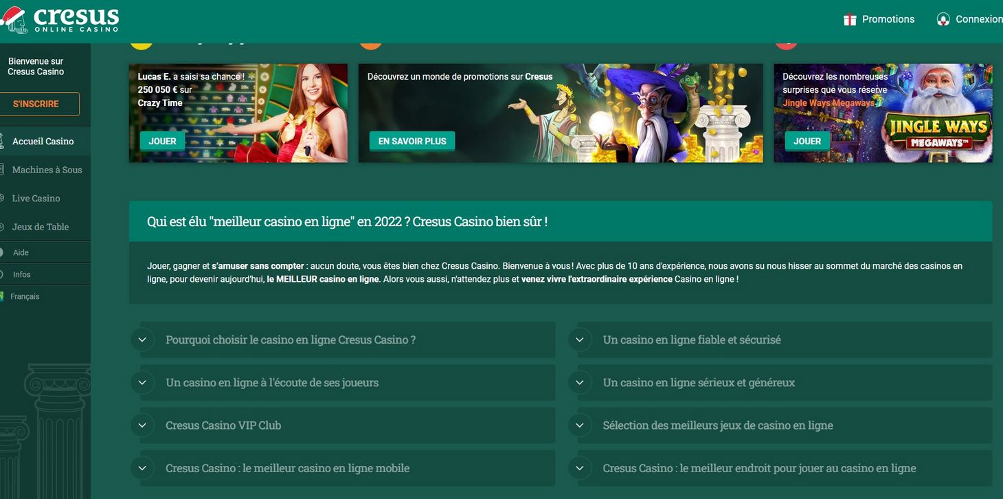 Avis sur Cresus Casino en ligne